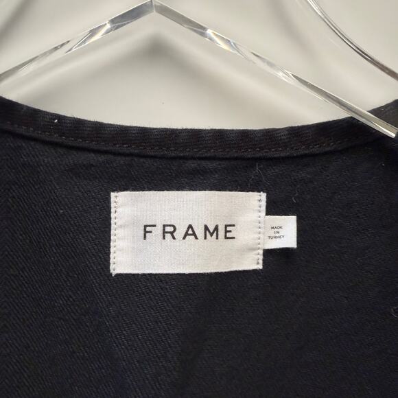 FRAME Black Denim Asymmetric Button Vest Top Sleeveless Sz 10 - Picture 8 of 10